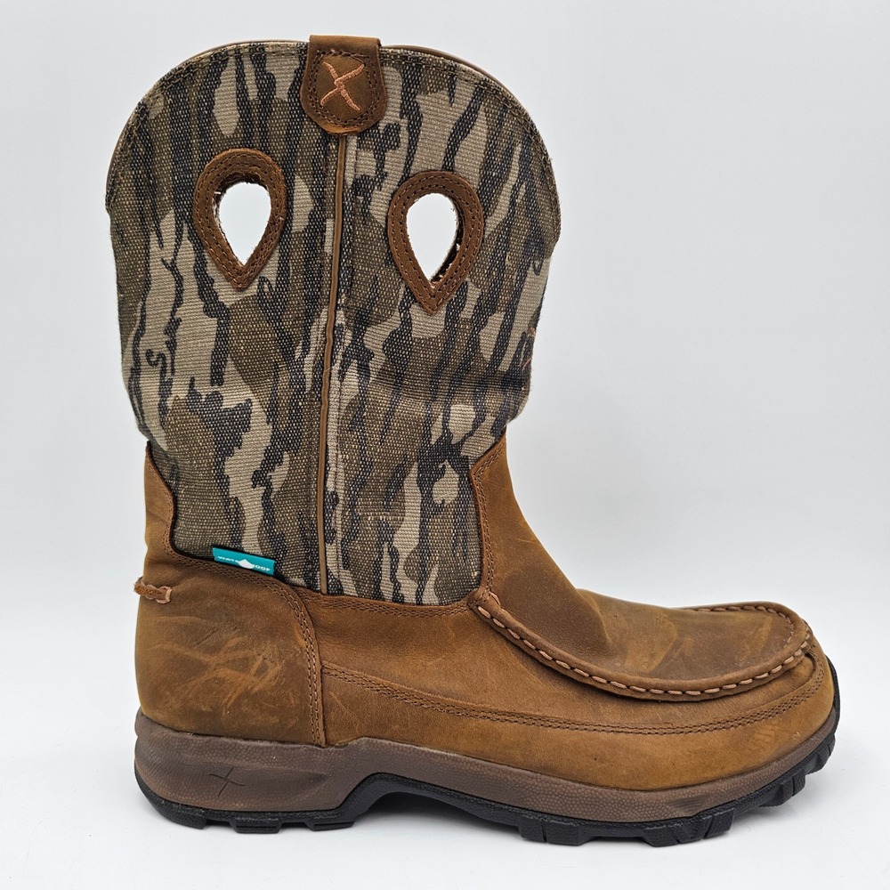 Twisted X Mens 10.5 M Waterproof Mossy Oak Camo Hiker Boots Brown Leather
